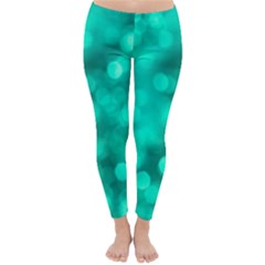 Light Reflections Abstract No9 Turquoise Classic Winter Leggings by DimitriosArt