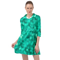 Light Reflections Abstract No9 Turquoise Mini Skater Shirt Dress by DimitriosArt