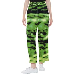 Green  Waves Abstract Series No11 Women s Pants  by DimitriosArt