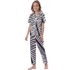 Cycas Leaf The Shadows Kids  Satin Short Sleeve Pajamas Set by DimitriosArt