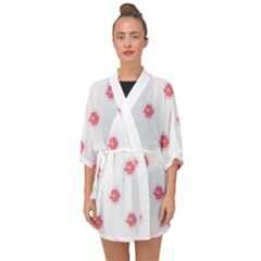 Lips Bubblegum Pattern Half Sleeve Chiffon Kimono by Littlebird