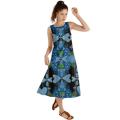 Rare Excotic Blue Flowers In The Forest Of Calm And Peace Summer Maxi Dress by pepitasart