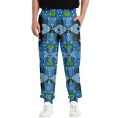 Rare Excotic Blue Flowers In The Forest Of Calm And Peace Men s Elastic Waist Pants by pepitasart