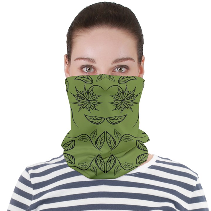 Floral folk damask pattern Fantasy flowers Floral geometric fantasy Face Seamless Bandana (Adult)