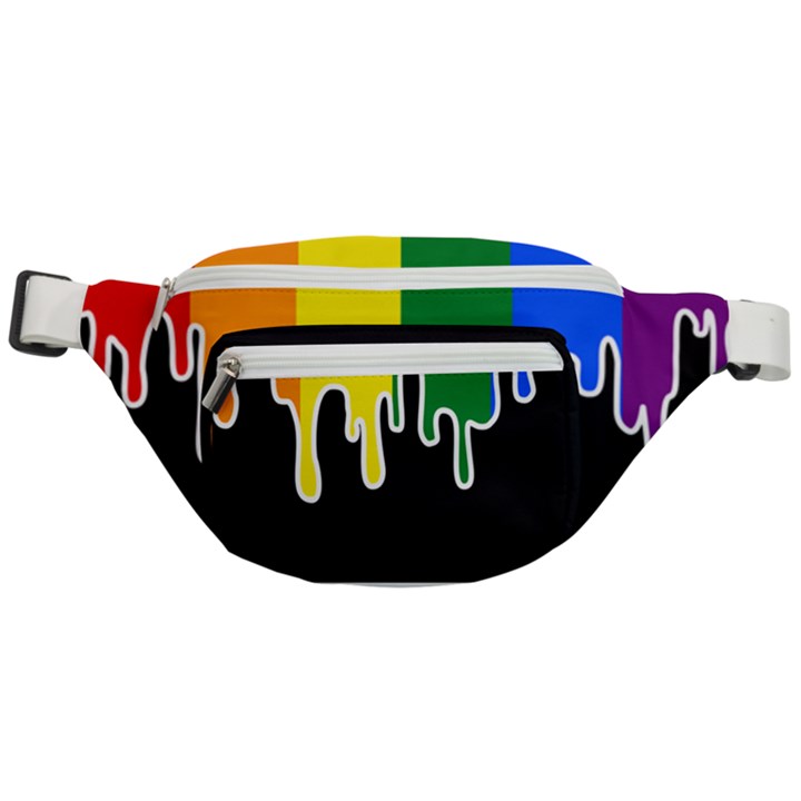 Gay Pride Flag Rainbow Drip On Black Blank Black For Designs Fanny Pack