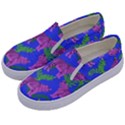 Pink Tigers On A Blue Background Kids  Canvas Slip Ons View2