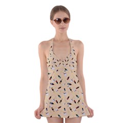 Festive Champagne Halter Dress Swimsuit  by SychEva