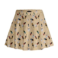 Festive Champagne Mini Flare Skirt by SychEva