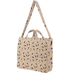 Festive Champagne Square Shoulder Tote Bag by SychEva