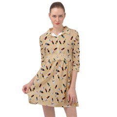 Festive Champagne Mini Skater Shirt Dress by SychEva