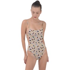 Festive Champagne Tie Strap One Piece Swimsuit by SychEva