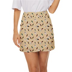 Festive Champagne Mini Front Wrap Skirt by SychEva