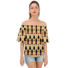 Champagne For The Holiday Off Shoulder Short Sleeve Top by SychEva