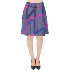 3d Lovely Geo Lines Velvet High Waist Skirt by Uniqued