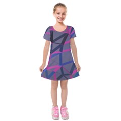 3d Lovely Geo Lines Kids  Short Sleeve Velvet Dress by Uniqued