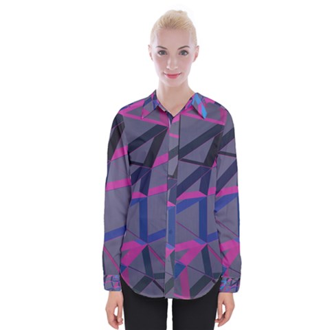 3d Lovely Geo Lines Womens Long Sleeve Shirt by Uniqued