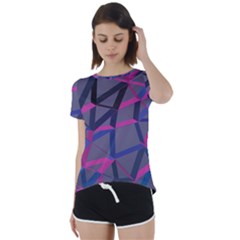 3d Lovely Geo Lines Short Sleeve Foldover Tee by Uniqued