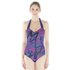 3d Lovely Geo Lines Halter Swimsuit by Uniqued