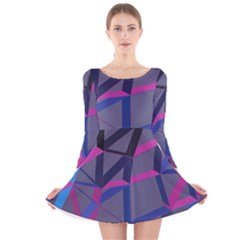 3d Lovely Geo Lines Long Sleeve Velvet Skater Dress by Uniqued