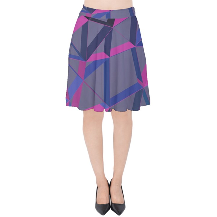 3d Lovely Geo Lines Velvet High Waist Skirt