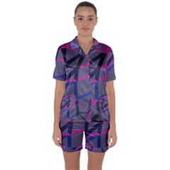 3d Lovely Geo Lines Satin Short Sleeve Pajamas Set by Uniqued