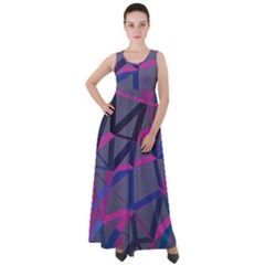 3d Lovely Geo Lines Empire Waist Velour Maxi Dress by Uniqued