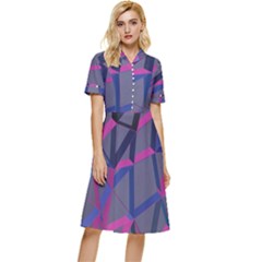 3d Lovely Geo Lines Button Top Knee Length Dress by Uniqued