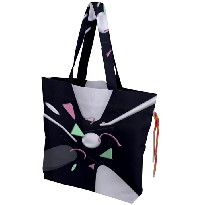 Digital Illusion Drawstring Tote Bag