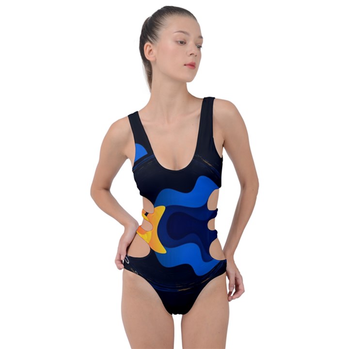 Digital Illusion Side Cut Out Swimsuit