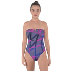 3d Lovely Geo Lines Tie Back One Piece Swimsuit by Uniqued