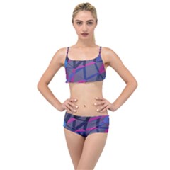 3d Lovely Geo Lines Layered Top Bikini Set by Uniqued