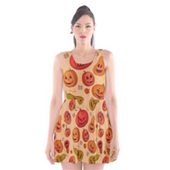 Pumpkin Muzzles Scoop Neck Skater Dress by SychEva