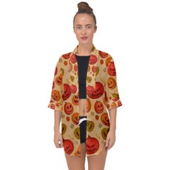 Pumpkin Muzzles Open Front Chiffon Kimono by SychEva