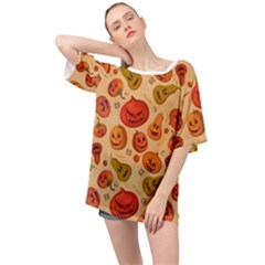 Pumpkin Muzzles Oversized Chiffon Top by SychEva