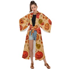 Pumpkin Muzzles Maxi Kimono by SychEva