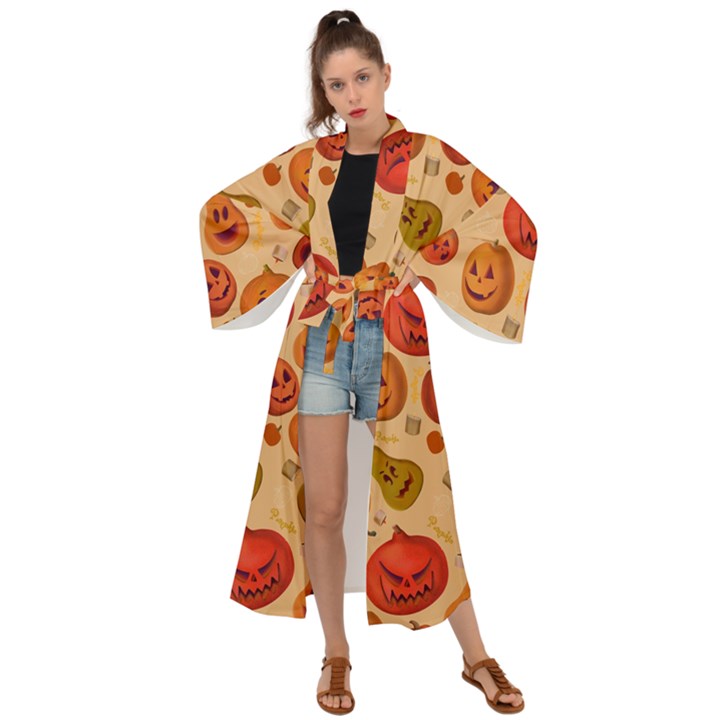 Pumpkin Muzzles Maxi Kimono