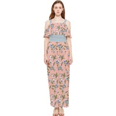 Flower Peach Blossom Draped Sleeveless Chiffon Jumpsuit by flowerland