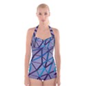 3d Lovely Geo Lines 2 Boyleg Halter Swimsuit  View1