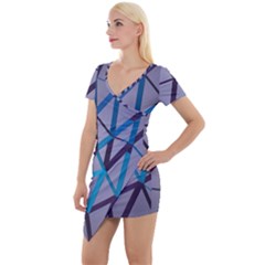 3d Lovely Geo Lines 2 Short Sleeve Asymmetric Mini Dress by Uniqued