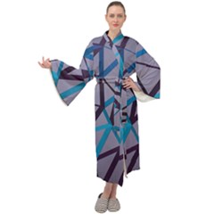 3d Lovely Geo Lines 2 Maxi Velour Kimono by Uniqued