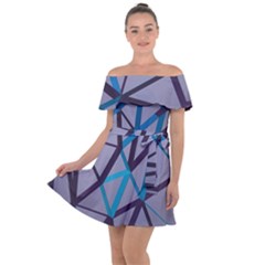 3d Lovely Geo Lines 2 Off Shoulder Velour Dress by Uniqued