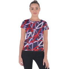 3d Lovely Geo Lines Vii Short Sleeve Sports Top  by Uniqued