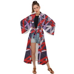 3d Lovely Geo Lines Vii Maxi Kimono by Uniqued