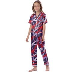 3d Lovely Geo Lines Vii Kids  Satin Short Sleeve Pajamas Set by Uniqued