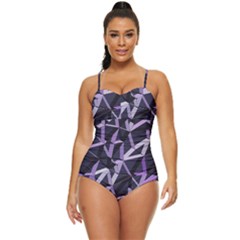 3d Lovely Geo Lines Vi Retro Full Coverage Swimsuit by Uniqued