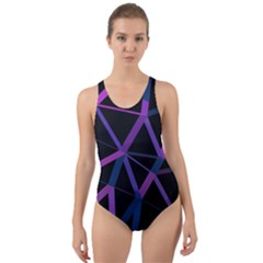 3d Lovely Geo Lines  V Cut-out Back One Piece Swimsuit by Uniqued