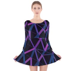 3d Lovely Geo Lines  V Long Sleeve Velvet Skater Dress by Uniqued