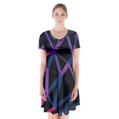 3d Lovely Geo Lines  V Short Sleeve V-neck Flare Dress by Uniqued