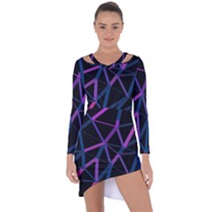 3d Lovely Geo Lines  V Asymmetric Cut-out Shift Dress by Uniqued