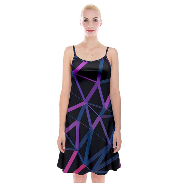 3d Lovely Geo Lines  V Spaghetti Strap Velvet Dress